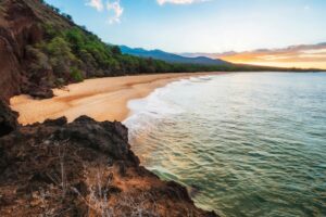 maui beach from helicopter pov