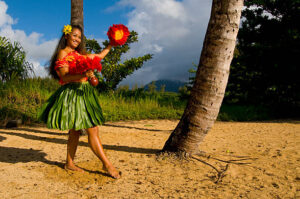 hula dancer on the beach